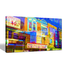 Красочное искусство стены холста Филадельфии / Яркое цветное здание Giclee Print / Cityscape Wall Art